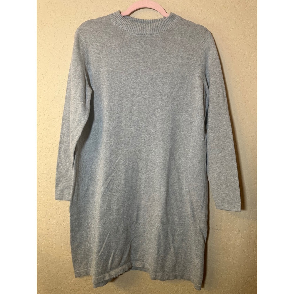 Esmara Women's Light Gray Long Sleeve Knit Sweater Dress, Size L